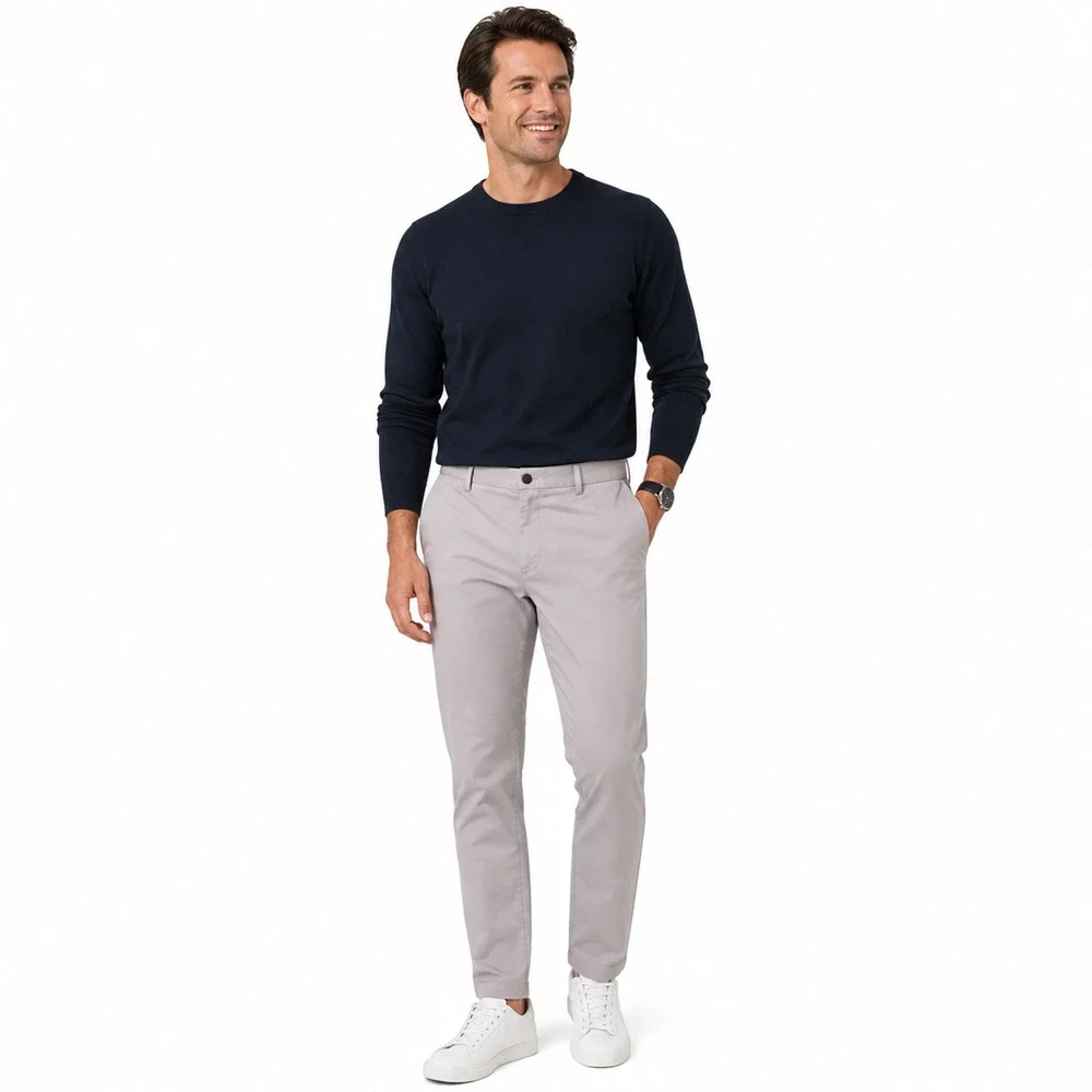 Banana Republic Slim Fit Mens Gray Khaki Flat Front Stretch Pants Preppy 36x32